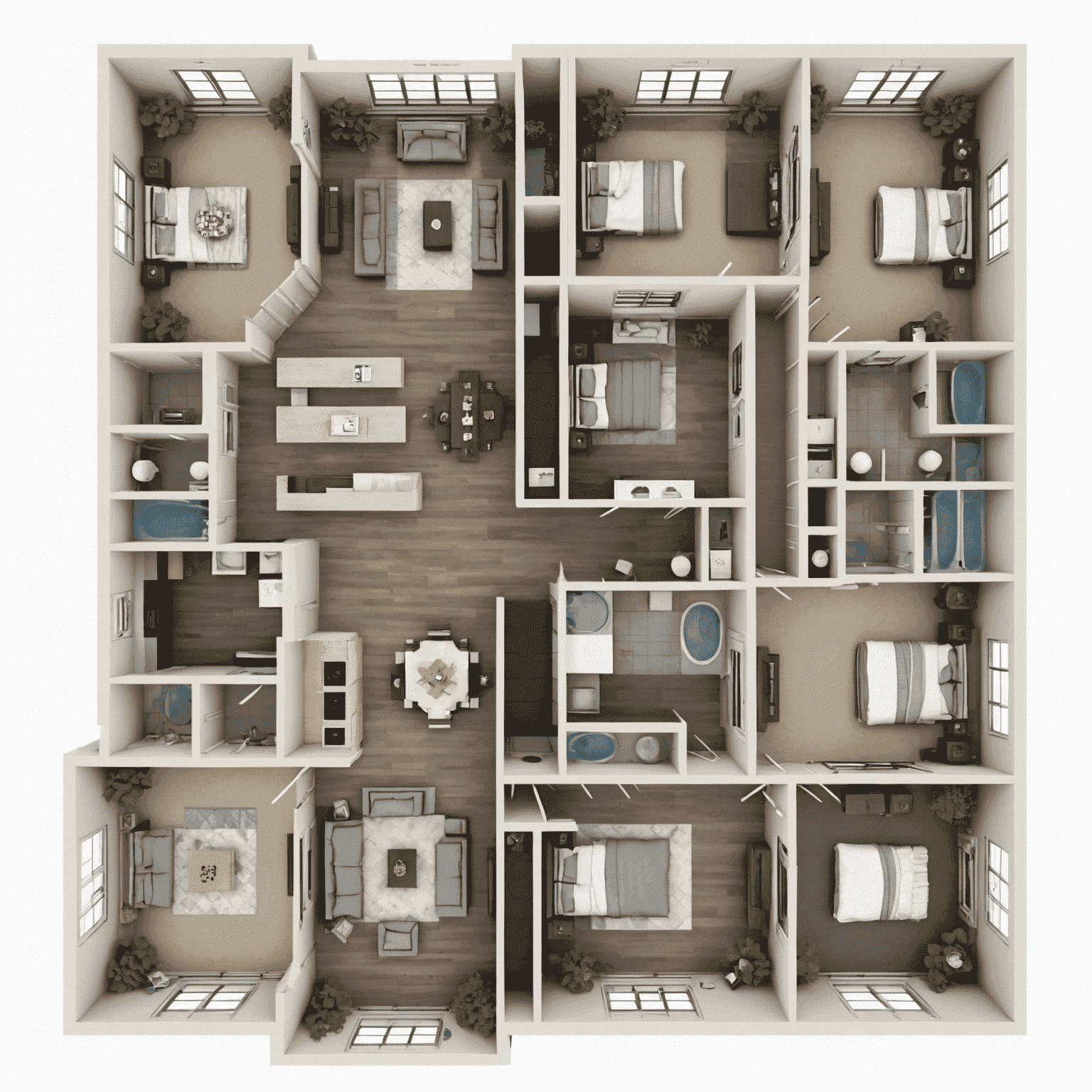 A home floor plan with Wi-Fi signal waves, showing dead zones and a Wi-Fi extender bridging the gap to provide full coverage